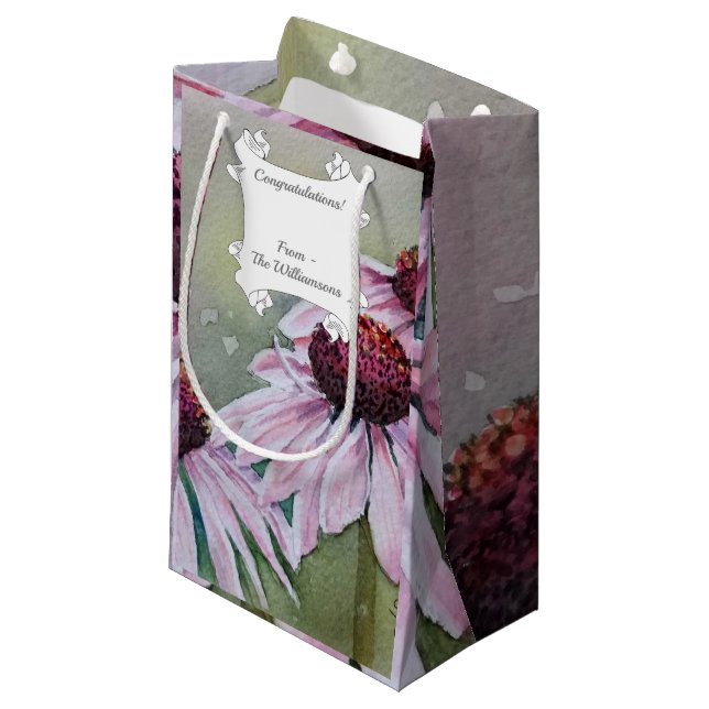 Gorgeous Pink Daisies Small Gift Bag (Front Angled)