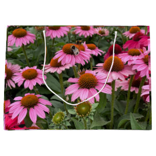 Gorgeous Pink Echinacea Flowers and Bee  Large Gift Bag