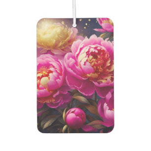 Gorgeous pink peonies with golden accents car air freshener