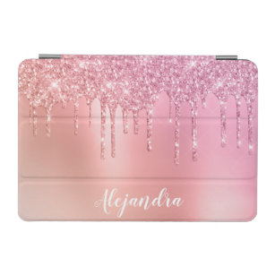 Gorgeous pink rose gold & copper glitter drips iPad mini cover