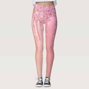Gorgeous pink rose gold & copper glitter drips leggings