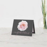 Gorgeous Pink Rose Grey Background Congratulations
