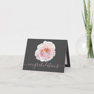 Gorgeous Pink Rose Grey Background Congratulations Card