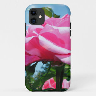Gorgeous pink rose in blue sky. Floral photography iPhone 11 Case