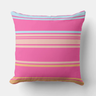 Gorgeous Pink, Sand and Blue Stripes Cushion