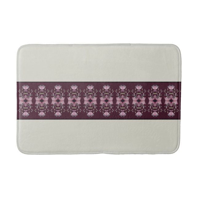 Gorgeous Plum Purple With Light Grey and Pink Bath Mat (Front)