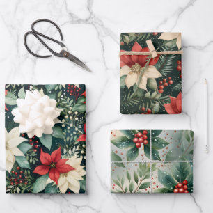 Gorgeous Poinsettia Christmas Coordinating  Wrapping Paper Sheet