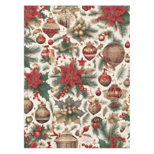 Gorgeous Poinsettia Flowers, Christmas Decorations Tablecloth
