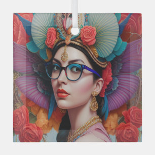 Gorgeous princess with glasses glass tree decoration