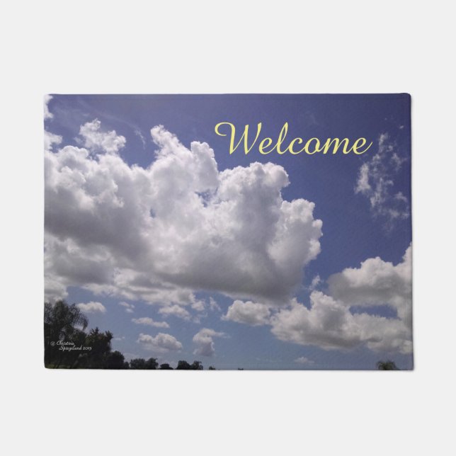 Gorgeous puffy clouds Welcome Doormat (Front)