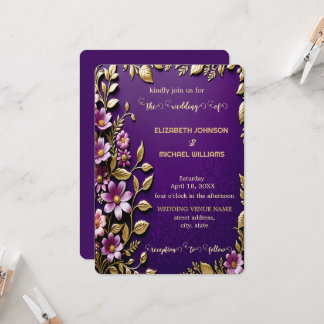 Gorgeous Purple and Gold Royale Wedding Invitation