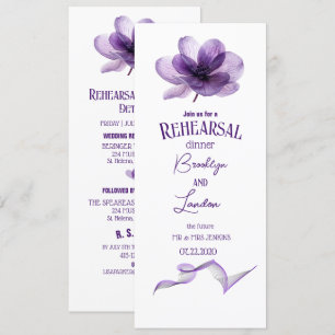 Gorgeous Purple Flower Rehearsal Dinner  Invitation
