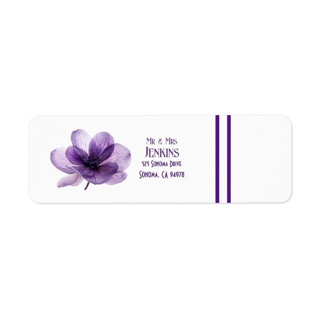 Gorgeous Purple Flower Return Address Labels (Front)