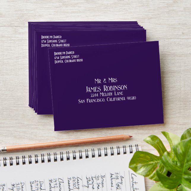 Gorgeous Purple Flower Wedding  Envelope (Stacked)