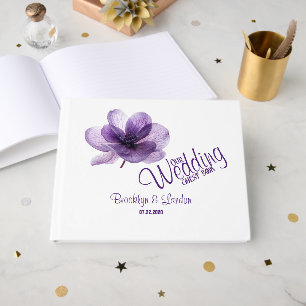 Gorgeous Purple Flower Wedding Guest Book
