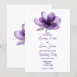 Gorgeous Purple Flower Wedding Invitation