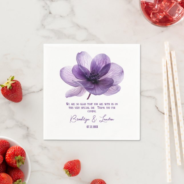 Gorgeous Purple Flower Wedding  Napkin (Insitu)