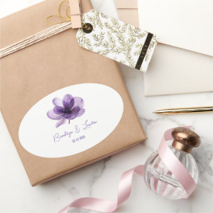 Gorgeous Purple Flower Wedding  Oval Sticker