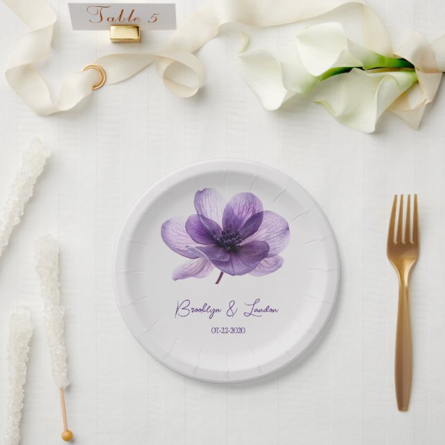 Gorgeous Purple Flower Wedding  Paper Plate (Wedding)