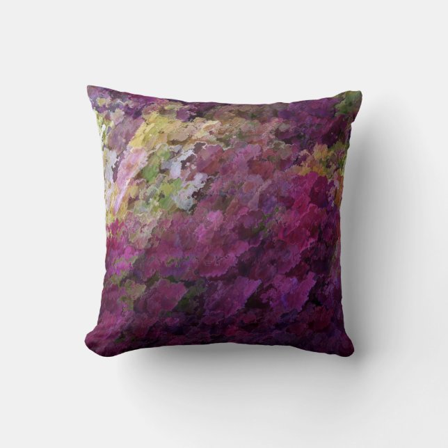 Gorgeous Purple Garden Grunge Print Pillow 16x16 (Front)