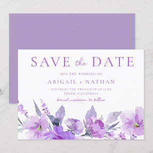 Gorgeous Purple Lavender Floral Wedding Save The Date