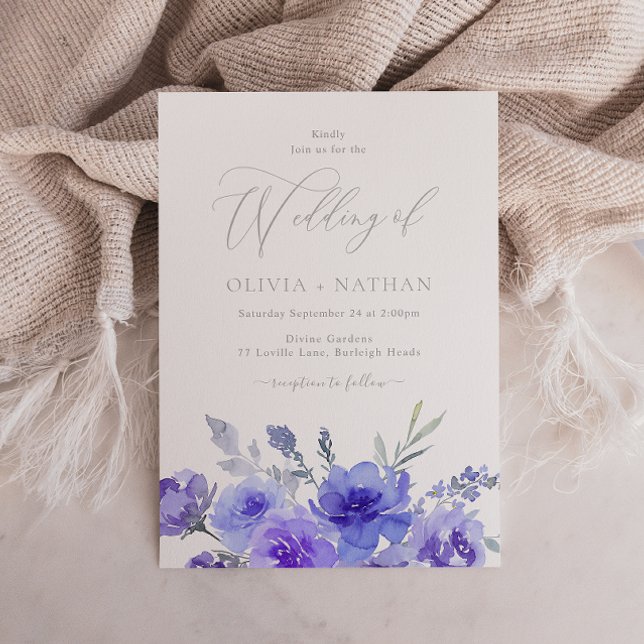 Gorgeous Purple Lavender Violet Floral Wedding Invitation (Creator Uploaded)