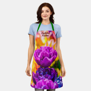 Gorgeous Purple Tulip Flowers Apron