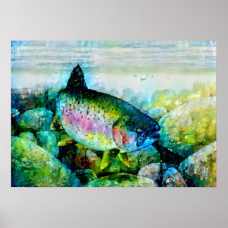 Gorgeous Rainbow Trout in Bright Colours Poster