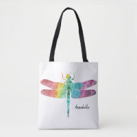 Gorgeous Rainbow Watercolor Dragonfly Personalised