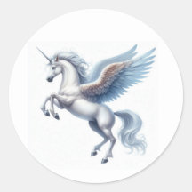 Gorgeous Rearing Up White Pegasus Sticker Sheet