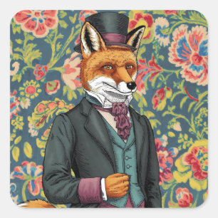 Gorgeous Red Fox in a Suit Square Sticker