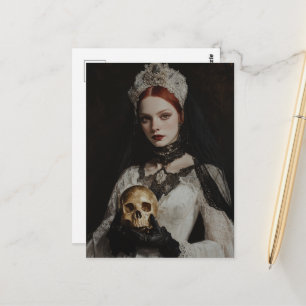 Gorgeous Red haired Woman With a Golden Skull Postcard