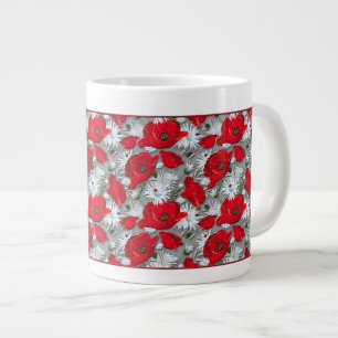 Gorgeous red poppies summer flowers pattern large coffee mug