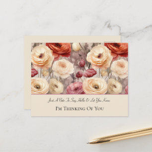 Gorgeous Red Ranunculus Floral Thinking of You Postcard