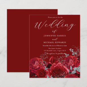 Gorgeous Red Roses Budget Wedding Invitation
