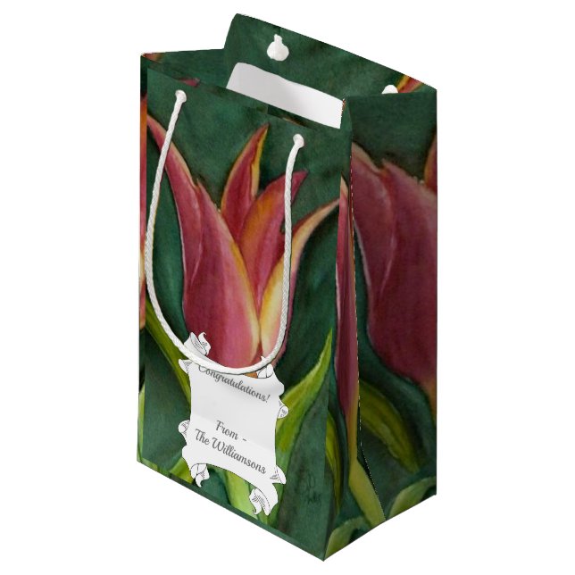 Gorgeous Red Tulip Small Gift Bag (Front Angled)
