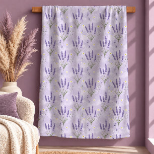 Gorgeous Refined White Daisy Lavender Throw Blanke