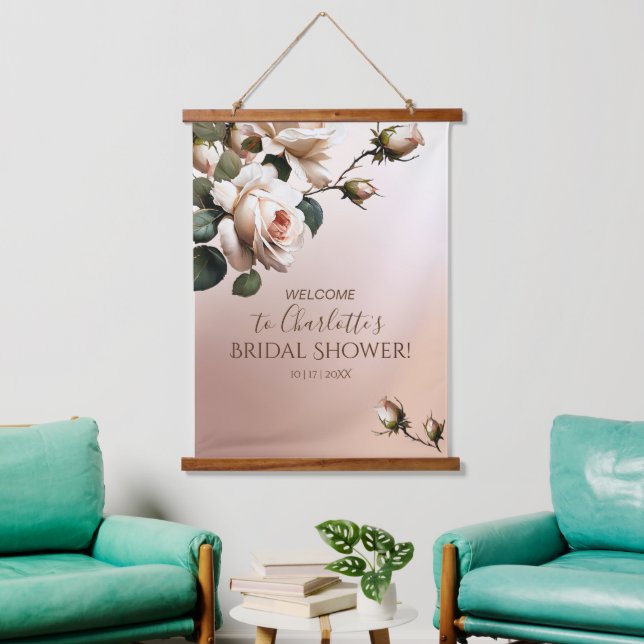 Gorgeous Rose Bridal Shower Hanging Tapestry (Living Room)