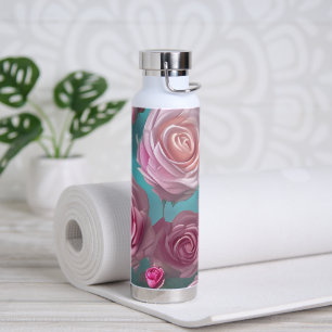 Gorgeous rose pattern in vintage look water bottle