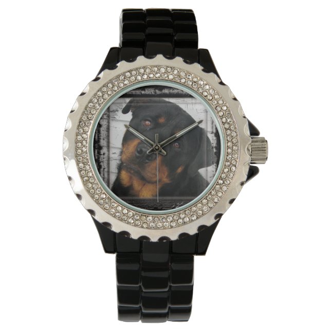 Gorgeous Rottweiler Dog face personalised Watch (Front)