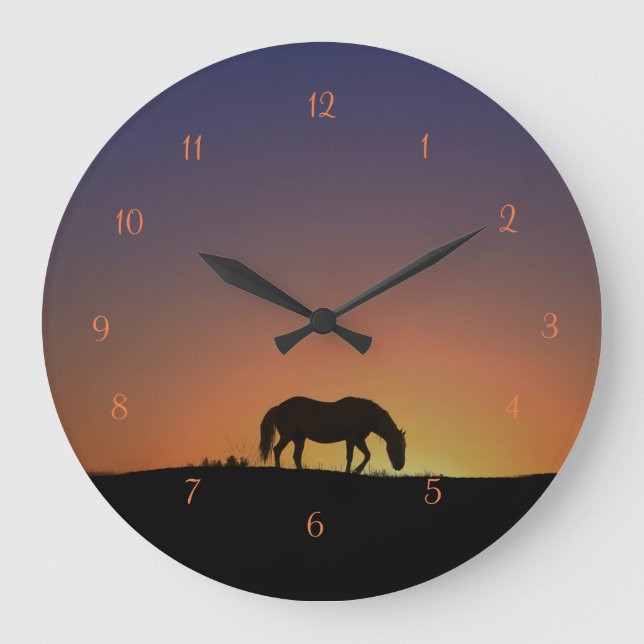Gorgeous Round Horse in southwestern Sunrise Clock (Front)