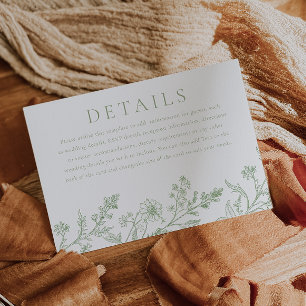 Gorgeous Sage Line Art Wedding Details Enclosure Card
