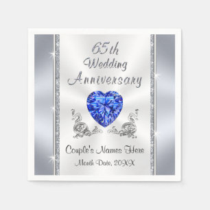 Gorgeous Sapphire 65th Wedding Anniversary Napkins