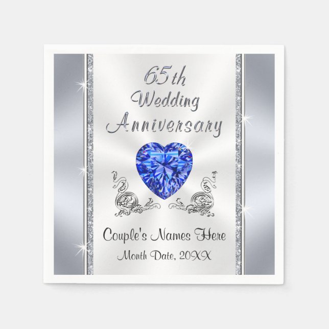 Gorgeous Sapphire 65th Wedding Anniversary Napkins (Front)