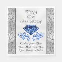 Gorgeous Sapphire 65th Wedding Anniversary Napkins