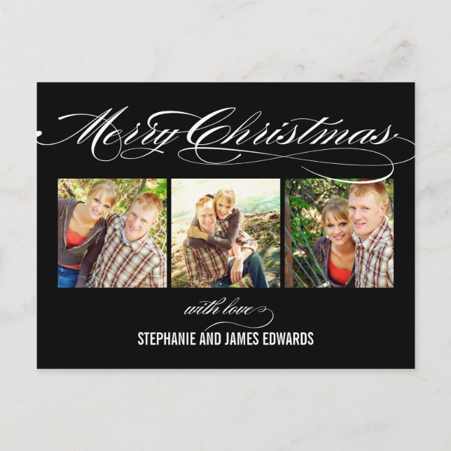 Gorgeous Script Christmas Photo Card (Front)
