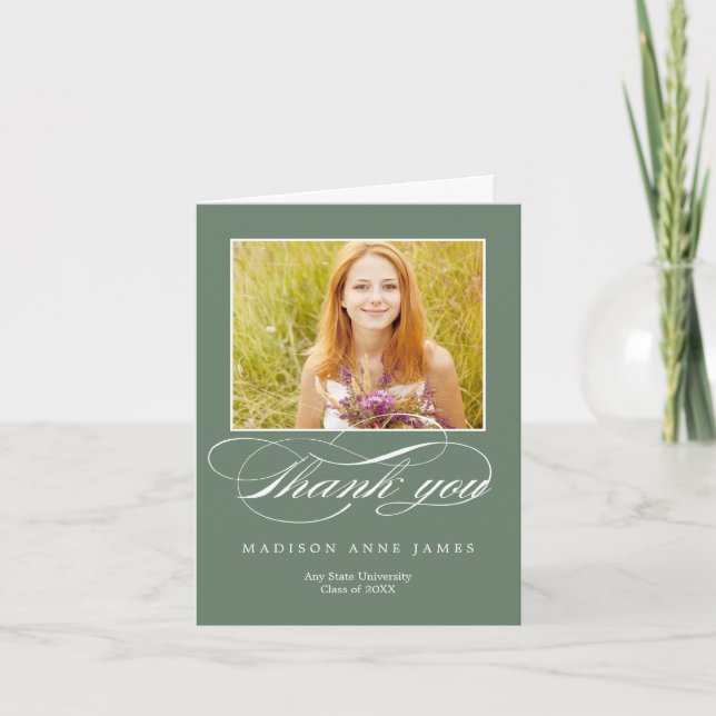Gorgeous Script Graduation Thank You Card (Front)