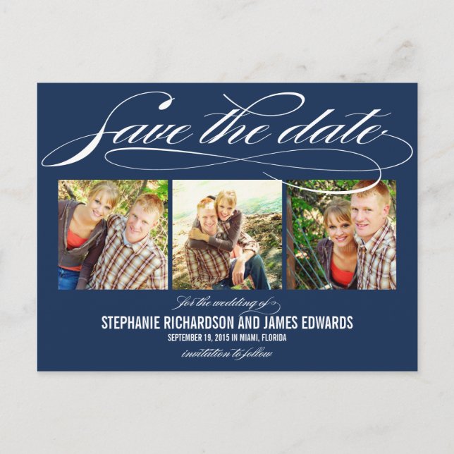 Gorgeous Script Save The Date Card (Front)