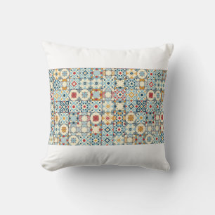 Gorgeous seamless pattern white colorful Moroccan, Cushion