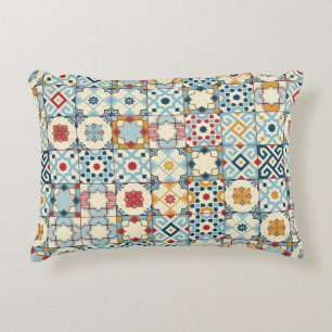 Gorgeous seamless pattern white colorful Moroccan, Decorative Cushion